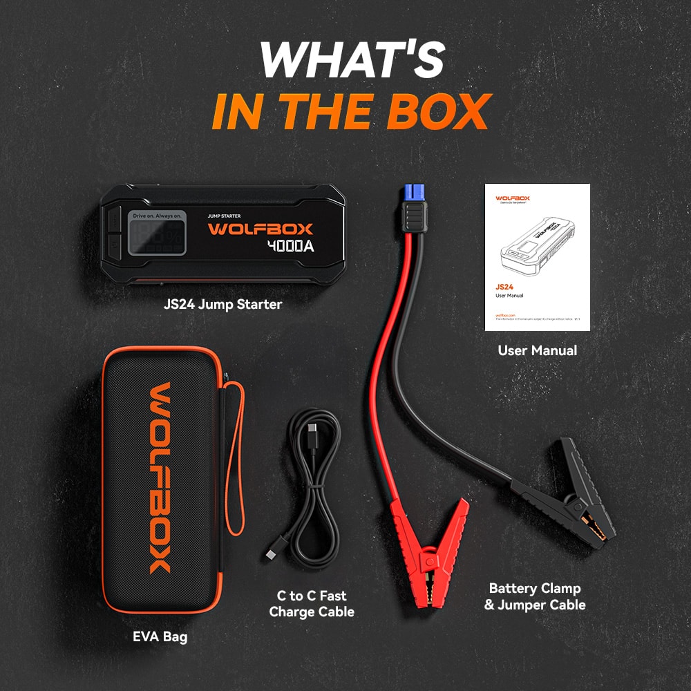 WOLFBOX 4000A Car Battery Jump Starter, Portable Battery Booster
