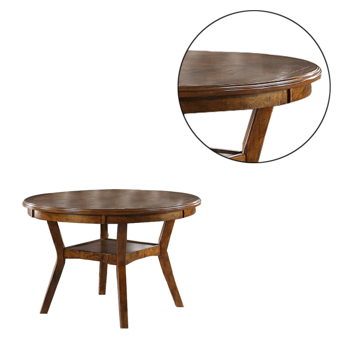 Back. Manhattan Lane - Round Top Wooden Dining Table with Boomerang Legs - Brown.