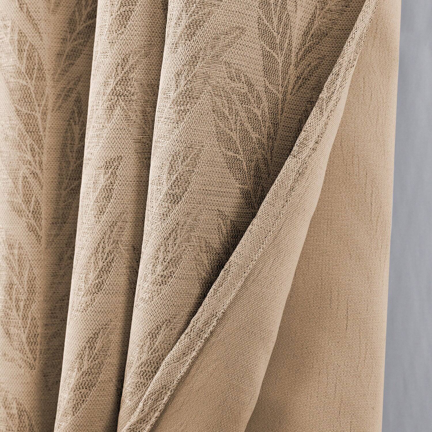 Alt View 1. RT Designers Collection - RT Designers Collection 100% Polyester 270 GSM Reba Luxury Jacquard Blackout Grommet Curtain Panel 54" x 90" Taupe - Taupe.