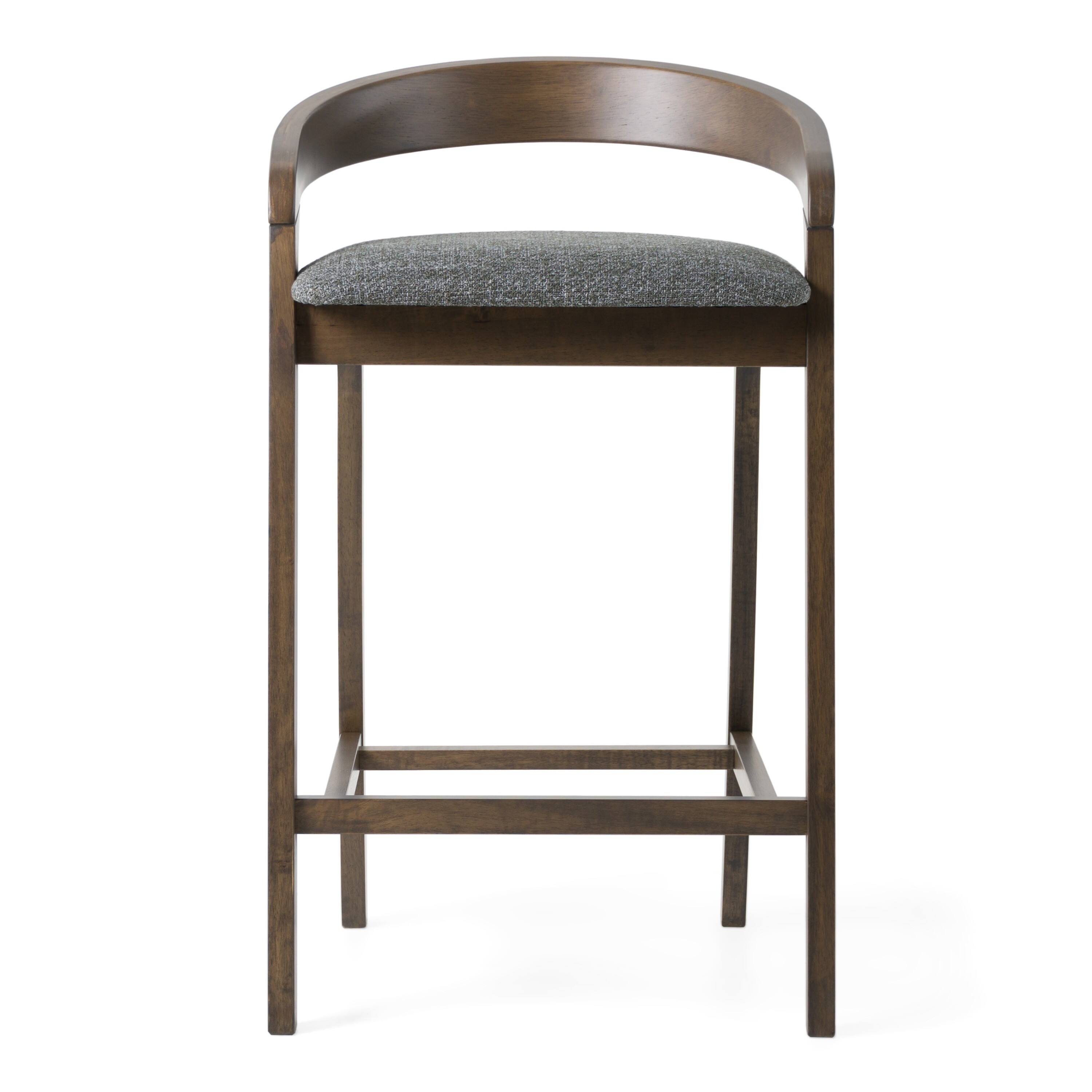 Angle. Manhattan Lane - Cid Lenn Counter Stool Chair Set of 2, Curved Rubberwood - Gray, Wenge Brown.