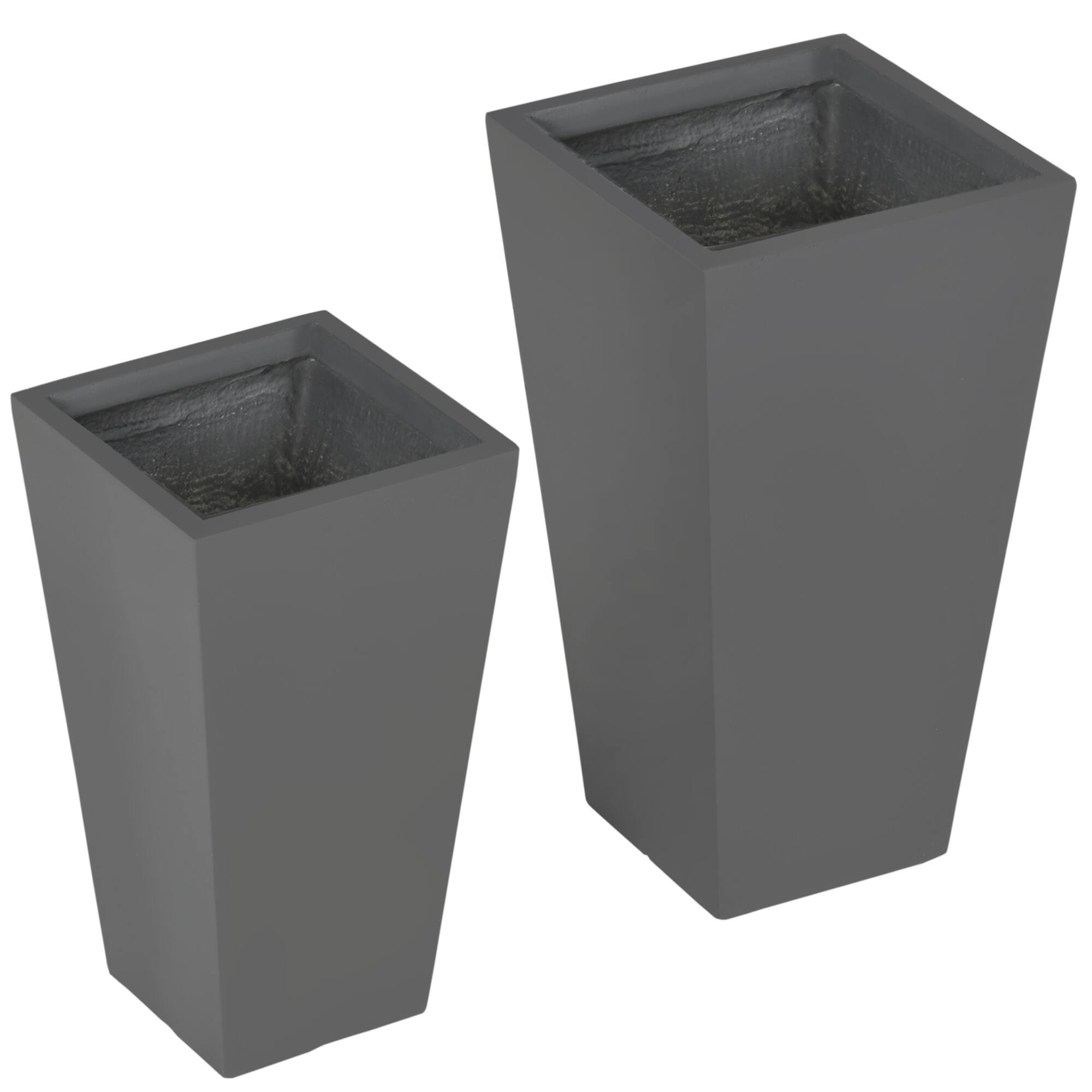 Alt View 8. Outsunny - 2-Pack Outdoor Planter Set, Flower Pots with Drainage Holes, Durable & Stackable Plant Pot, 22in & 18in - Gray.