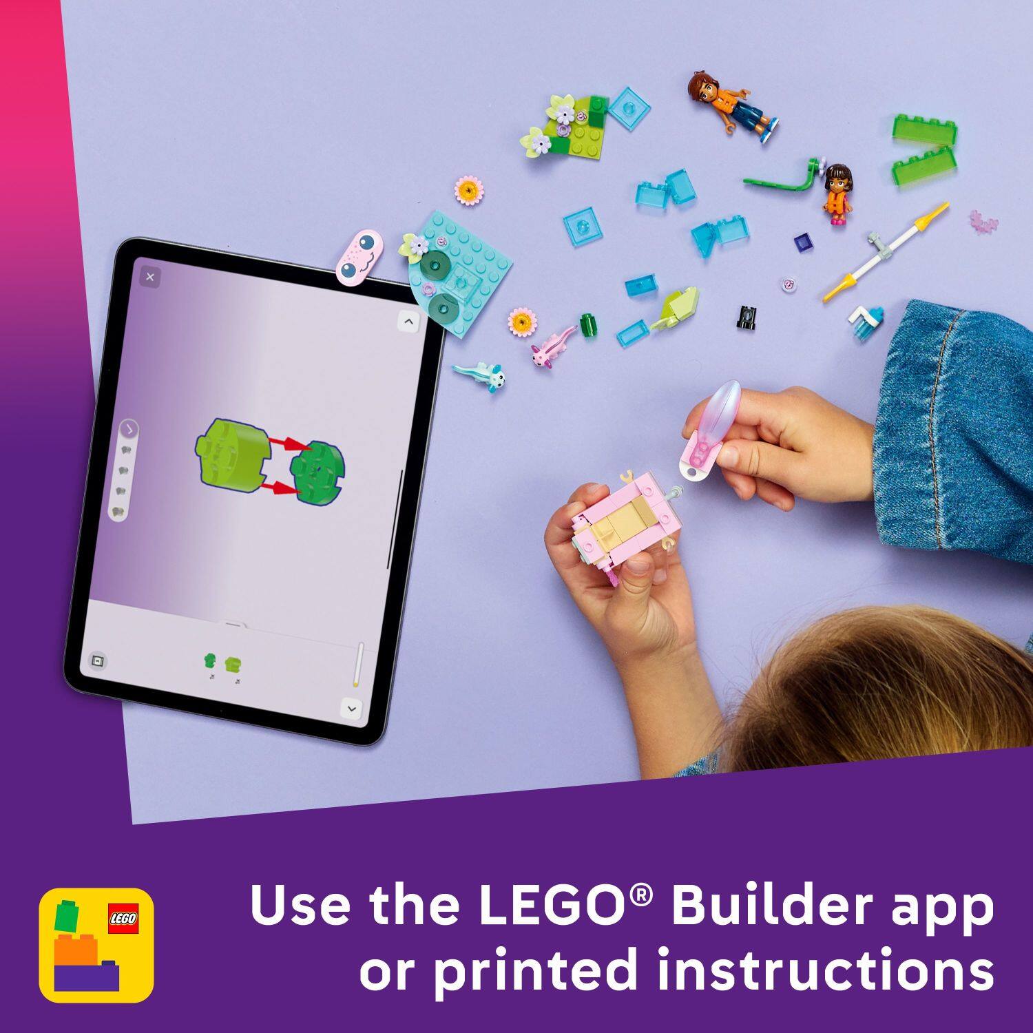 Use the LEGO® Builder app or printed instructions