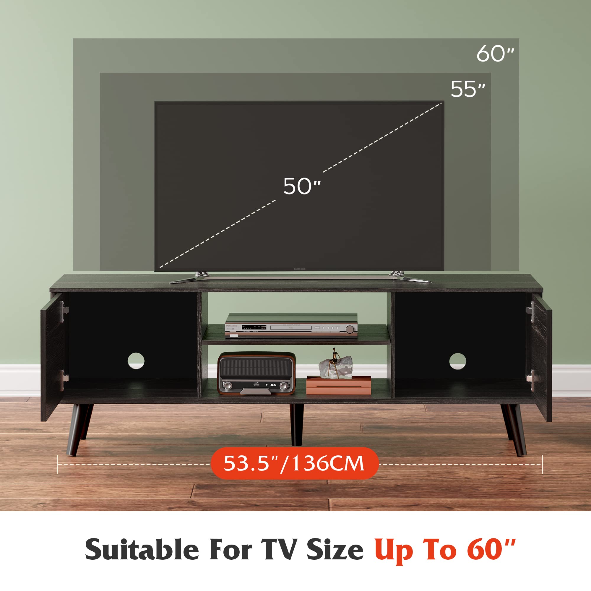 60"  
55"  
50"  

53.5"/136CM  

Suitable For TV Size Up To 60"