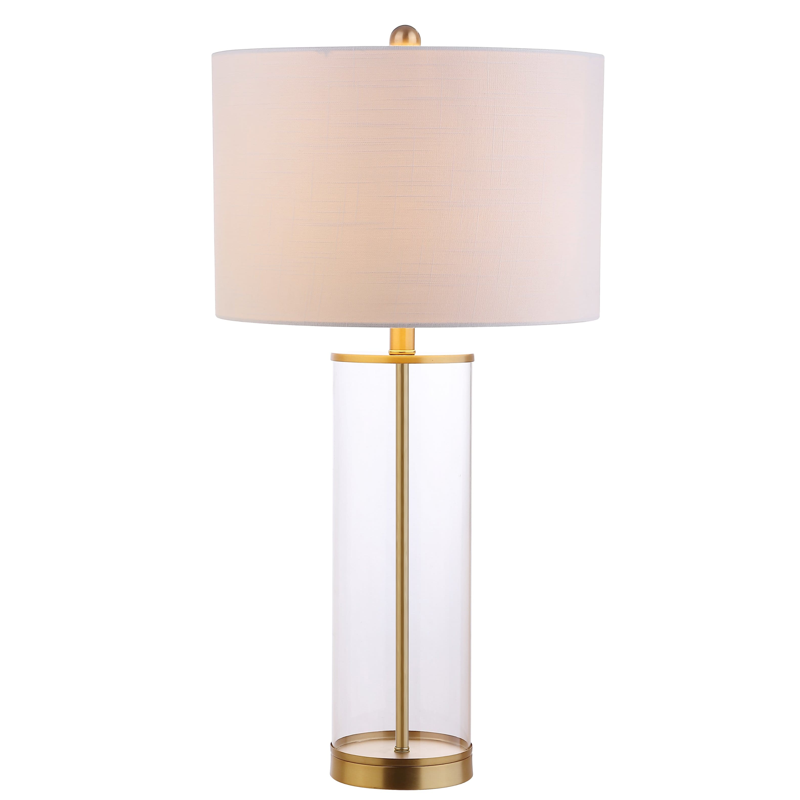 Jonathan Y - Collins 29.25" Glass LED Table Lamp, Brass Gold - Clear/Brass Gold