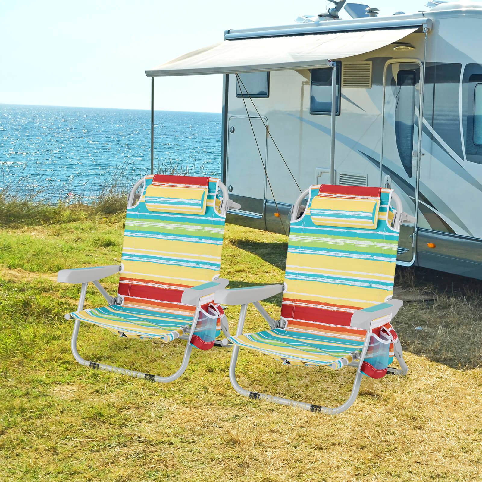 Alt View 3. Costway - Costway 1 PCS Folding Beach Chair for Adult Lightweight Aluminum Camping Chair with Storage Bag - Multicolor.