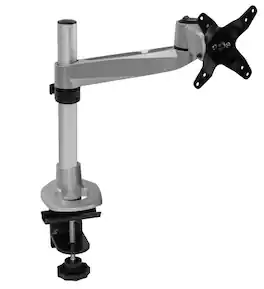 Mount-It! - Single Articulating Desk Monitor Mount for Up to 32″ Screens – Full Motion Clamp & Grommet - Silver