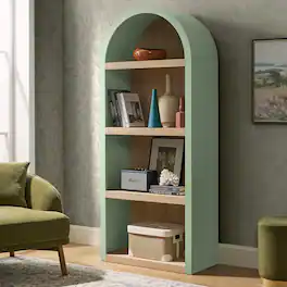 Caleb 4 Arched Display Shelf Bookcase by Modway - Sage