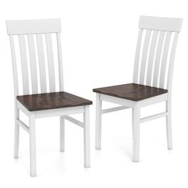 Costway - Dining Chairs Set of 2 with Hollowed High Backrests Concave Seats Rubber Wood Legs - White,Walnut