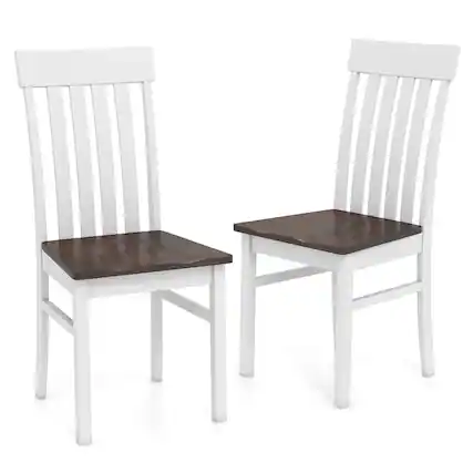 Front. Costway - Costway Dining Chairs Set of 2 with Hollowed High Backrests Concave Seats Rubber Wood Legs - White,Walnut.