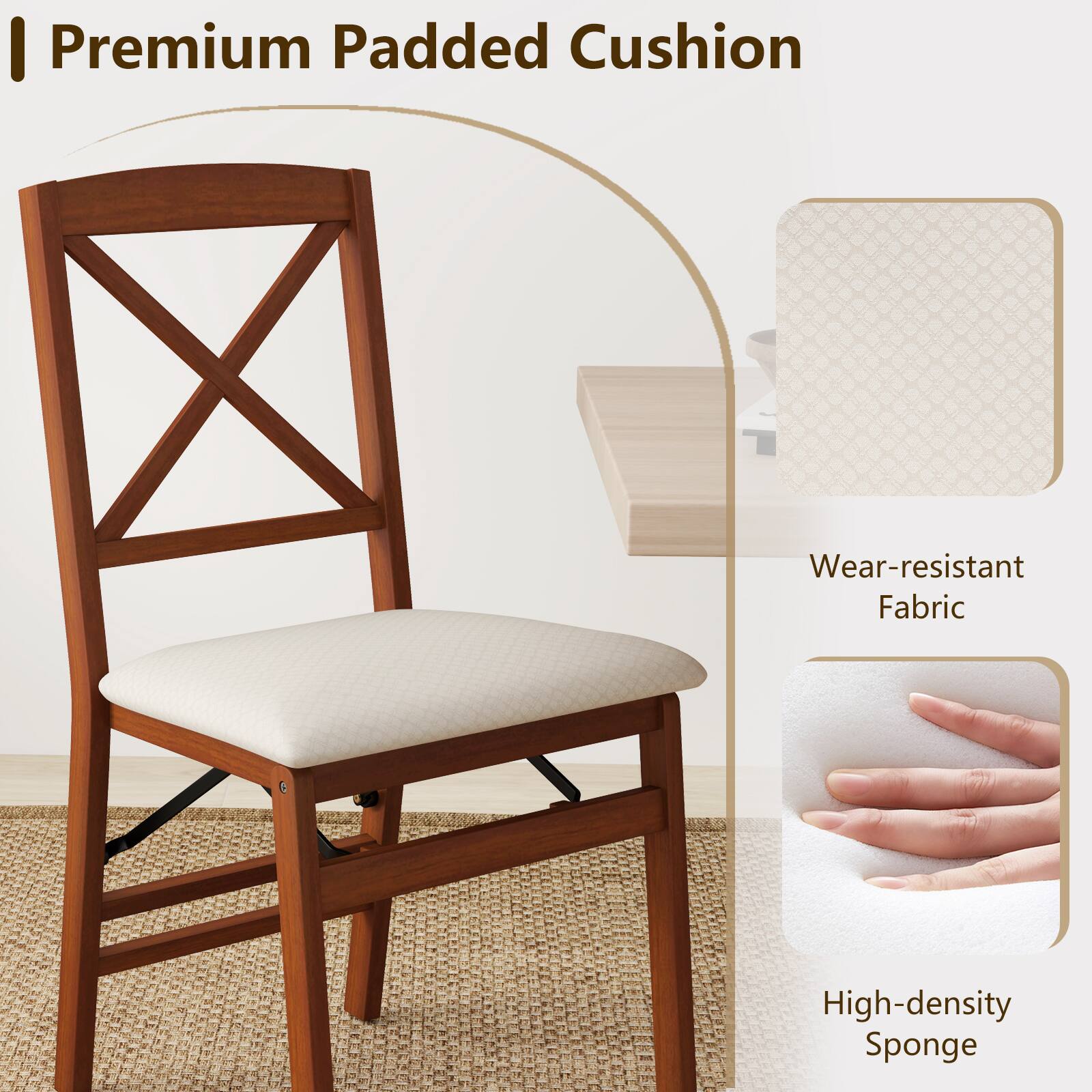 Premium Padded Cushion, Wear-resistant Fabric, High-density Sponge