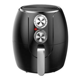 Brentwood - 3.2 Quart Electric Air Fryer with Timer and Temp Control- and Silver - Black