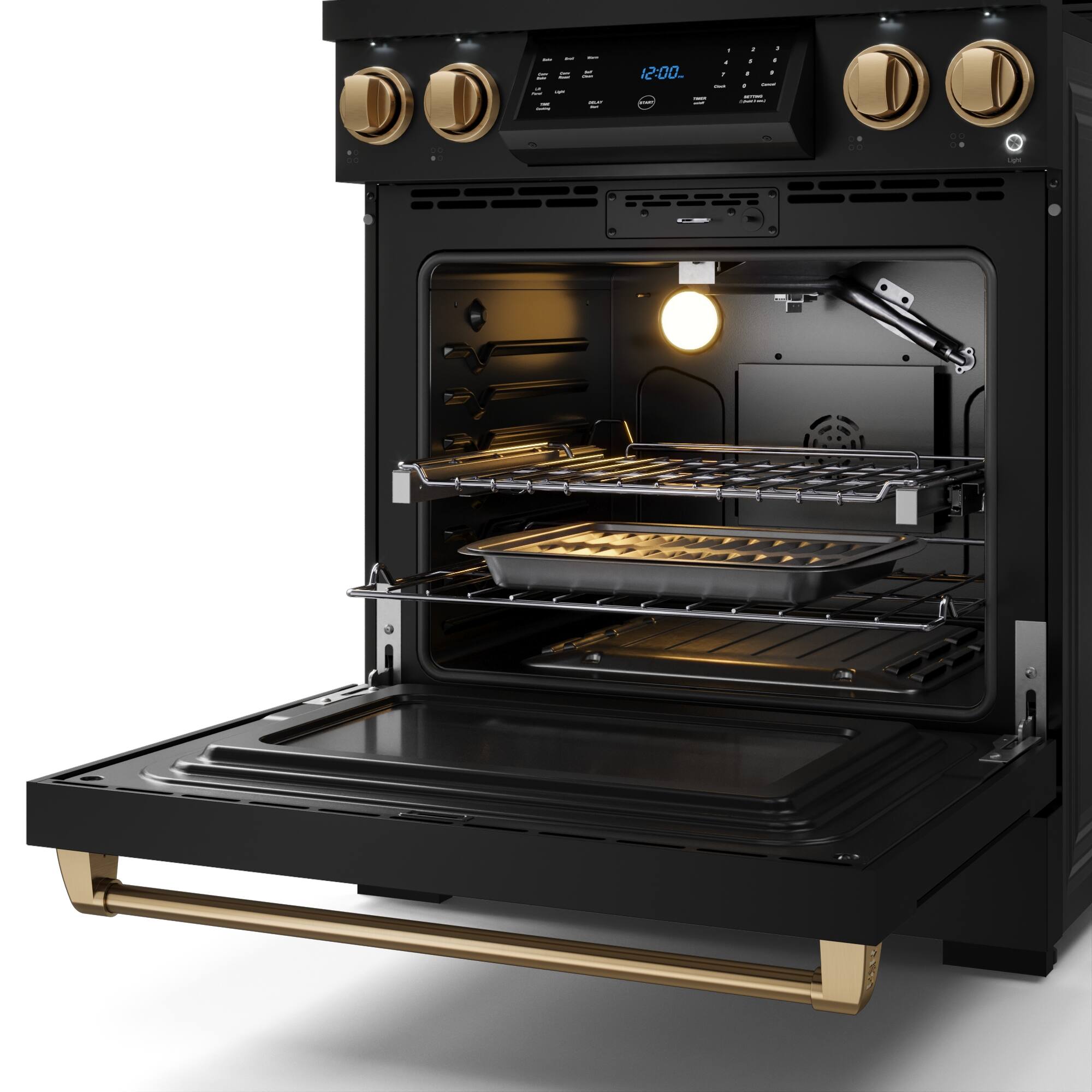 Alt View 12. Thor Kitchen - Gordon Ramsay Series by Thor Kitchen 4.55 Cu. Ft Freestanding Liquid Propane Gas Range with Bronze Hardware - Black.