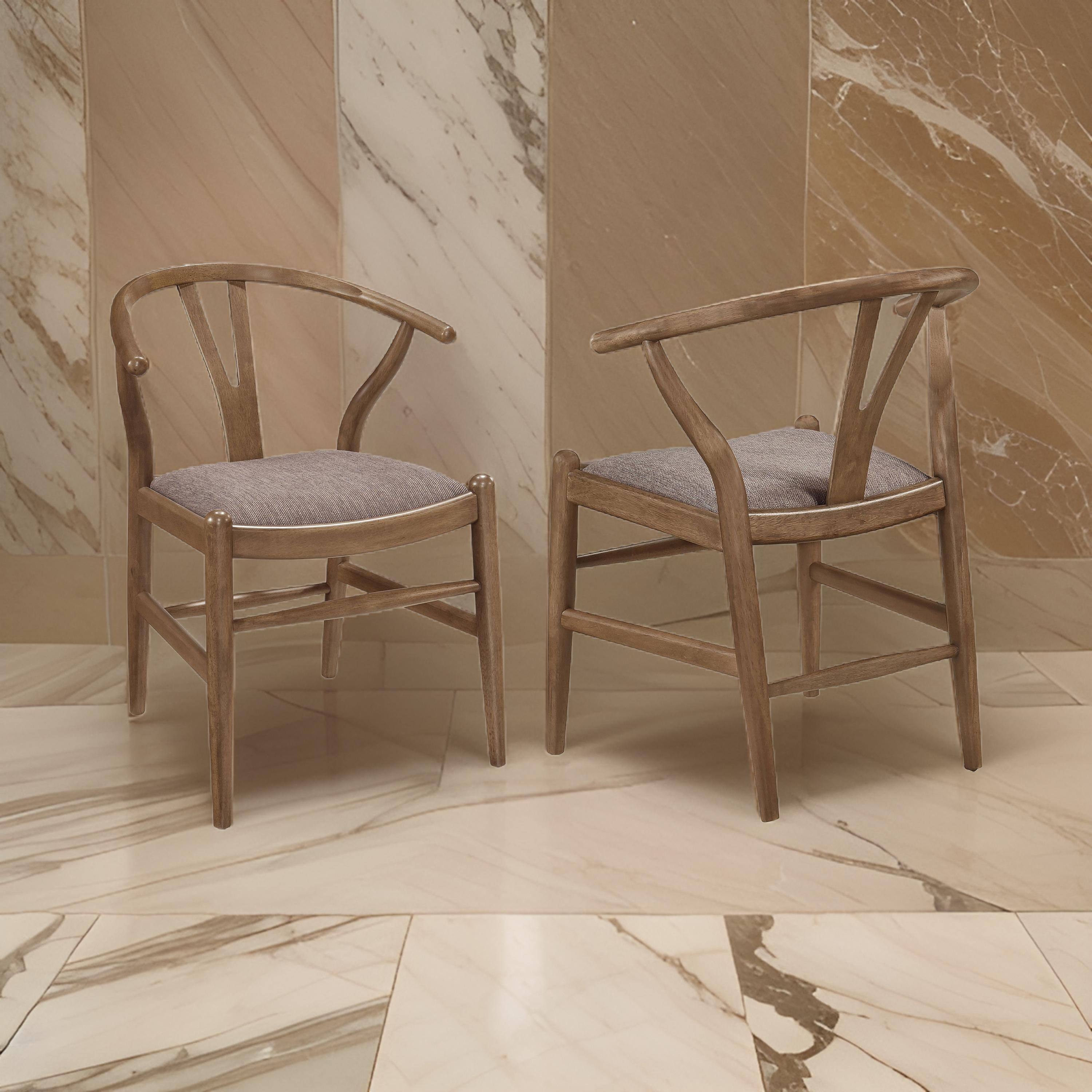 Alt View 5. Manhattan Lane - Ellie Dining Chair Set of 2, Y Shape Back, Fabric Seats - Brown.