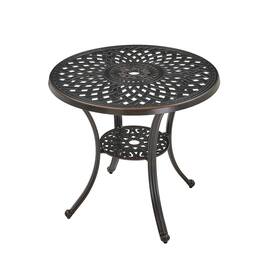 Mondawe - Outdoor Cast Aluminum Round Patio Table with Umbrella Hole - Bronze
