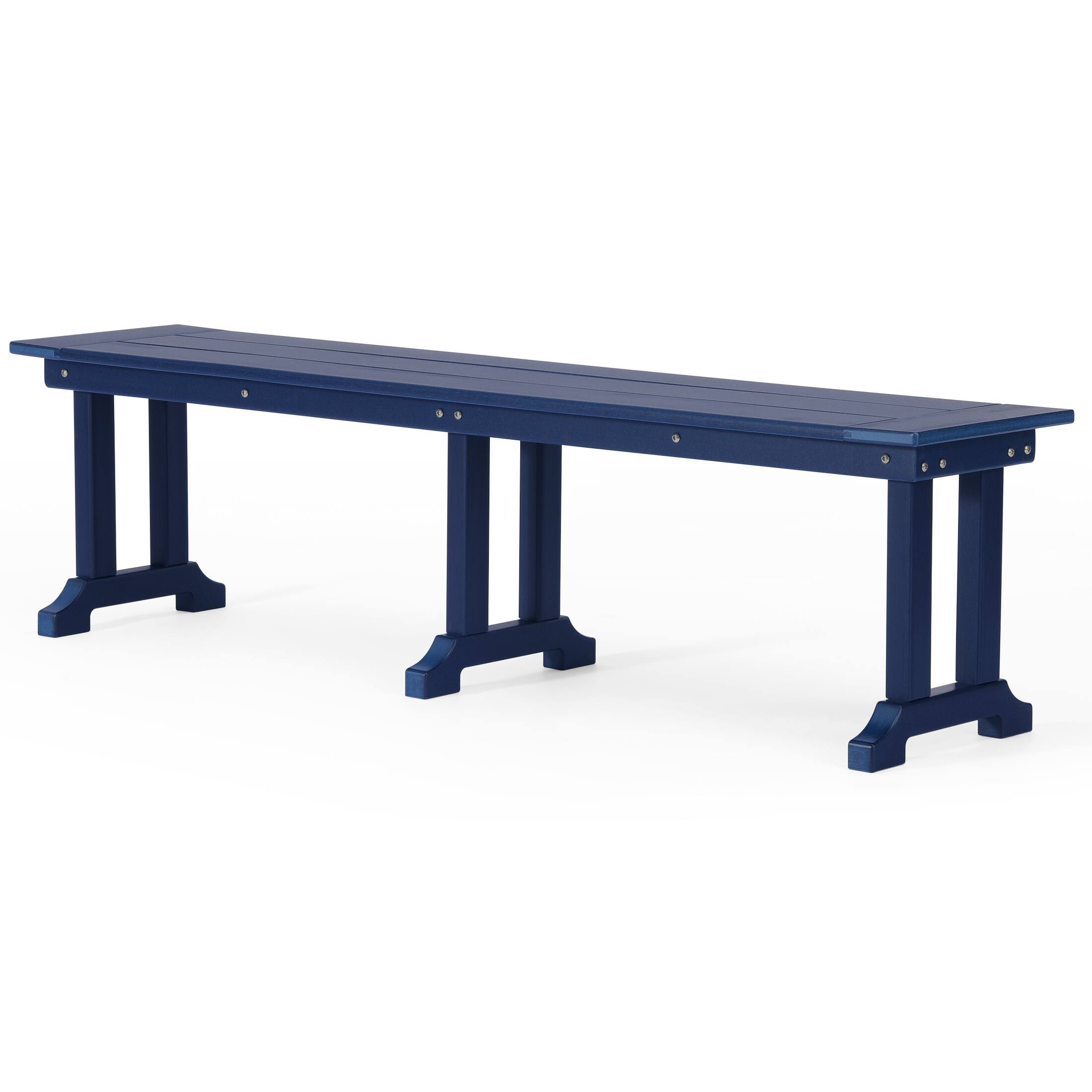 Back. WestinTrends - WestinTrends Malibu 65" Outdoor Patio Trestle Dining Bench - Navy Blue.