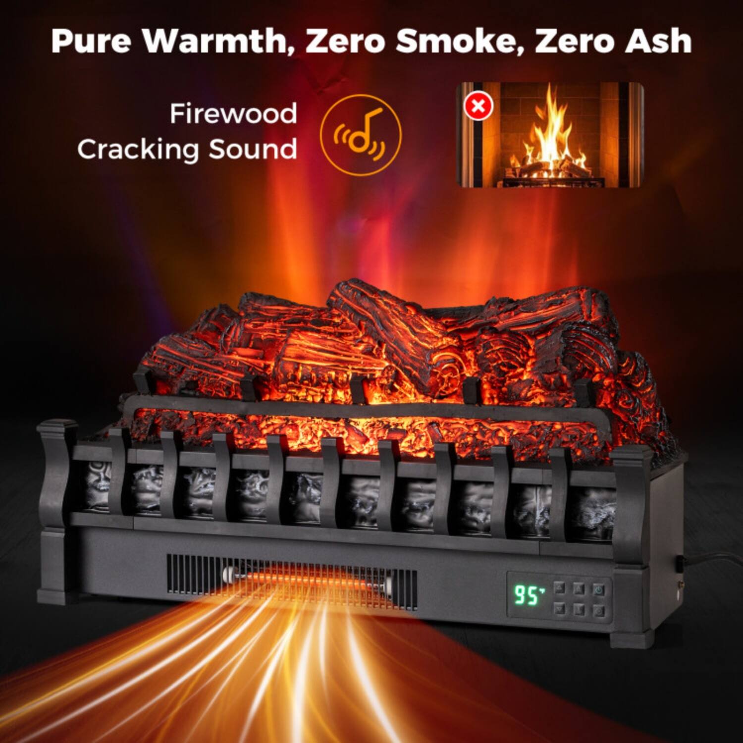 Pure Warmth, Zero Smoke, Zero Ash  
Firewood Cracking Sound