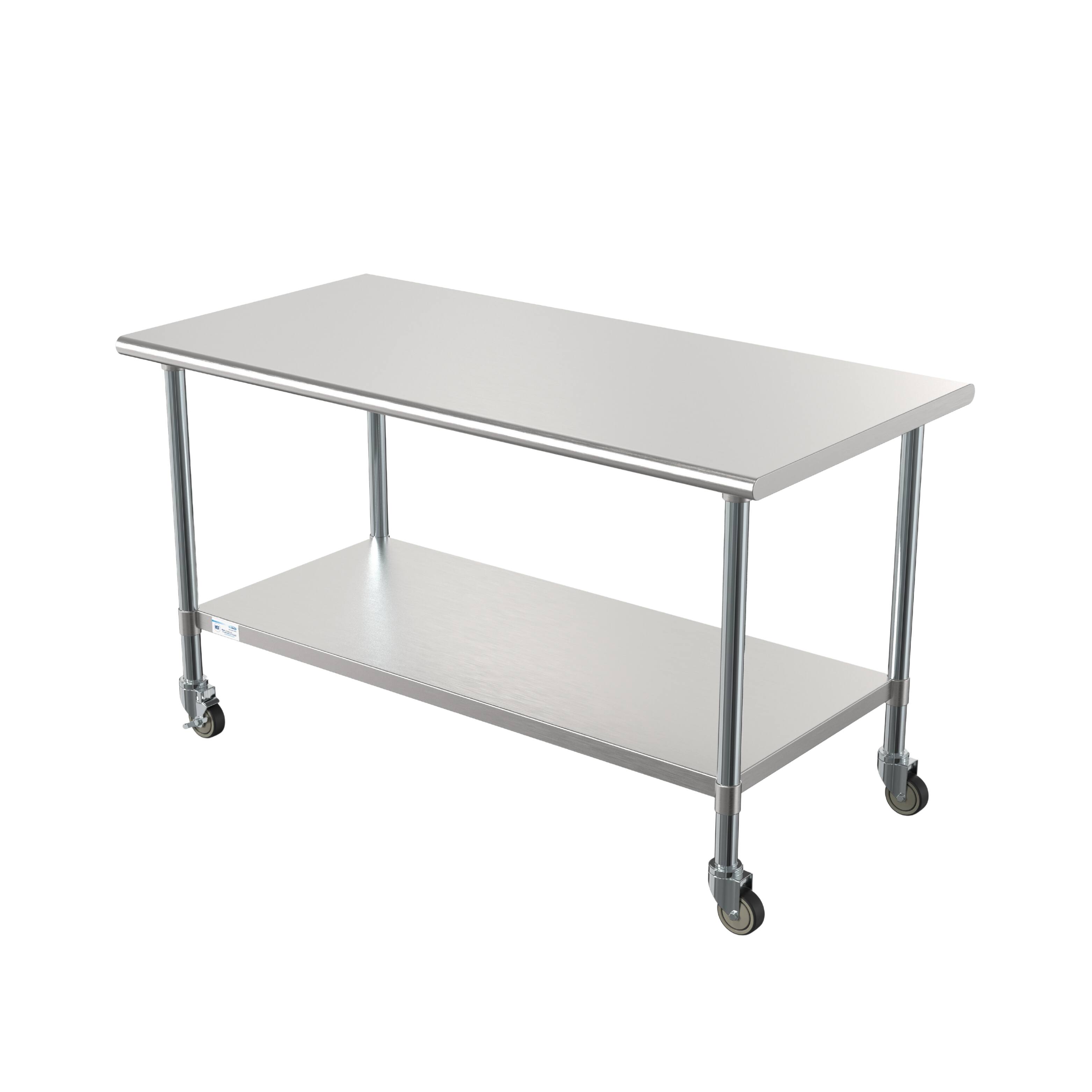 Alt View 1. Koolmore - 30" x 60" 18-Gauge 304 Stainless Steel Commercial Work Table with Casters, CT3060-18C. - Silver.