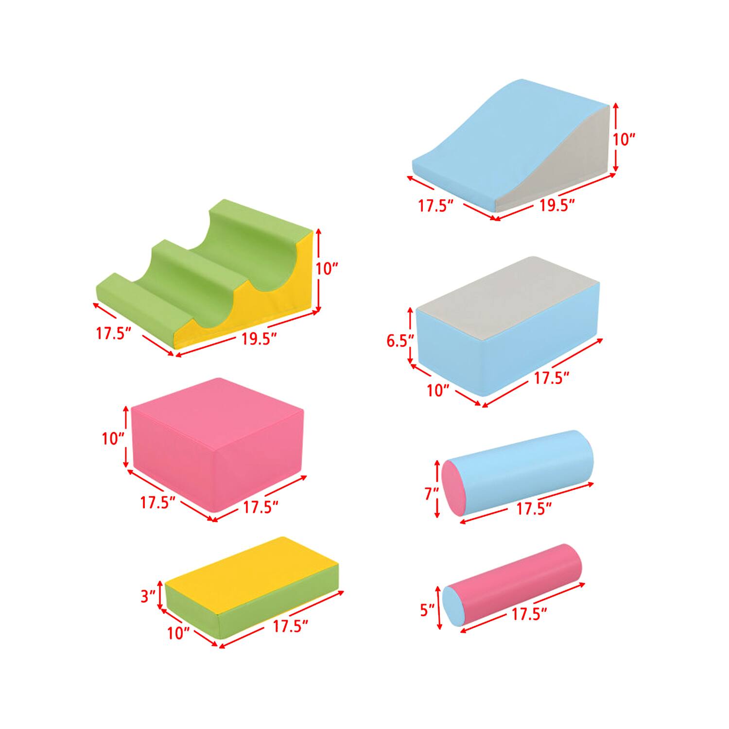 10" 17.5" 19.5"  
10" 17.5" 19.5"  
6.5" 10" 17.5"  
10" 17.5" 17.5"  
3" 10" 17.5"  
7" 17.5"  
5" 17.5"