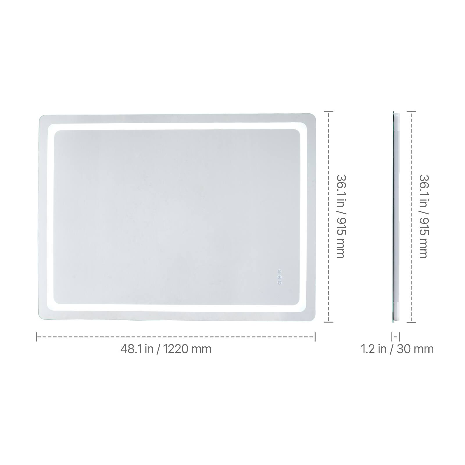 36.1 in / 915 mm  
48.1 in / 1220 mm  
1.2 in / 30 mm