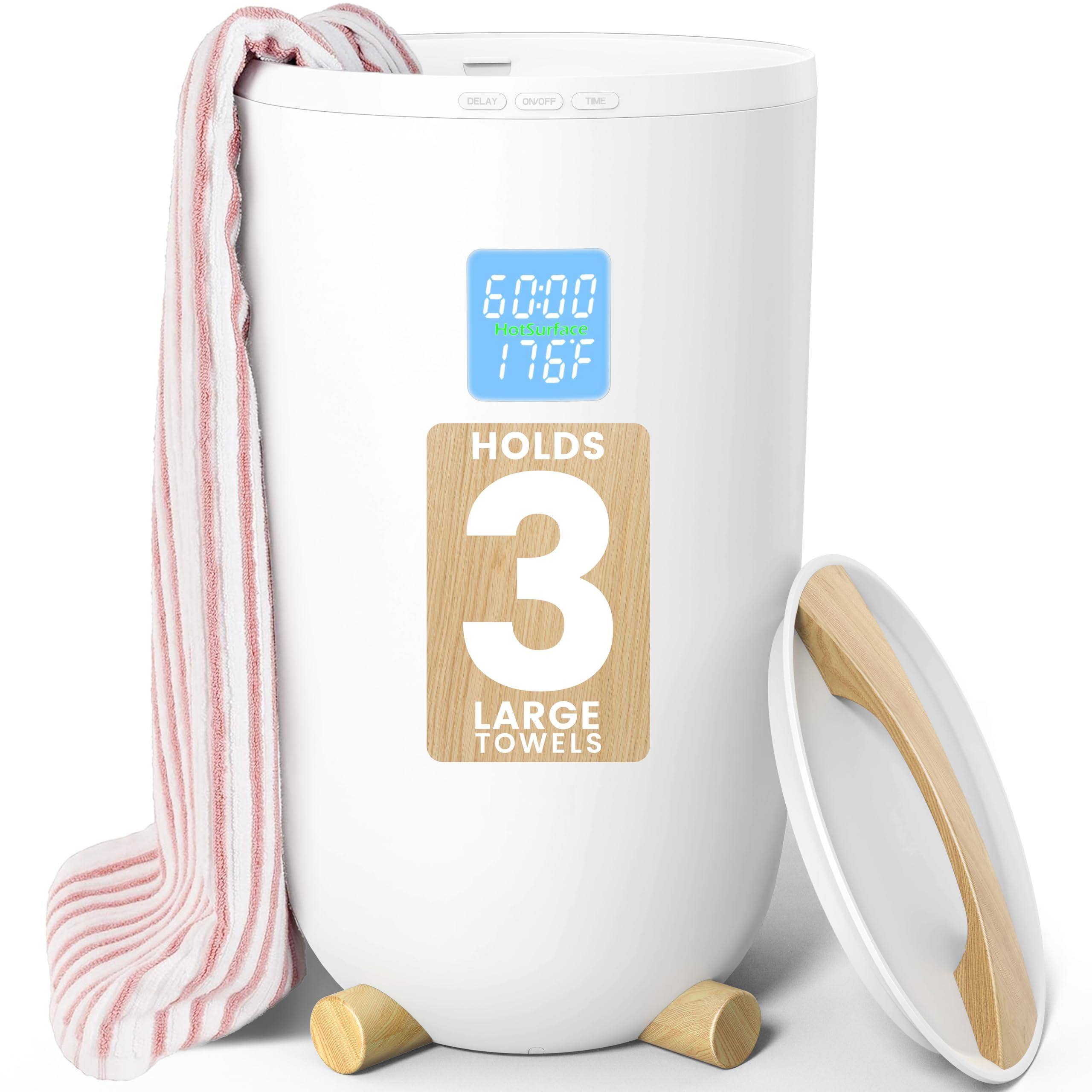 JETRANSPORT - Large Towel Warmer Bucket Luxury For Bathroom Lcd Sreen Time And Temperature Delay Up To 24 Hours Fits 3 - Creamy White