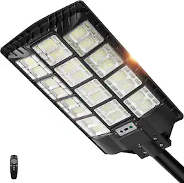 Nordic Hygge - 9800W Replacement Solar Street Lights Outdoor, 750000LM Super Bright Commercial Parking Lot Lighting Motion Sensor - Black