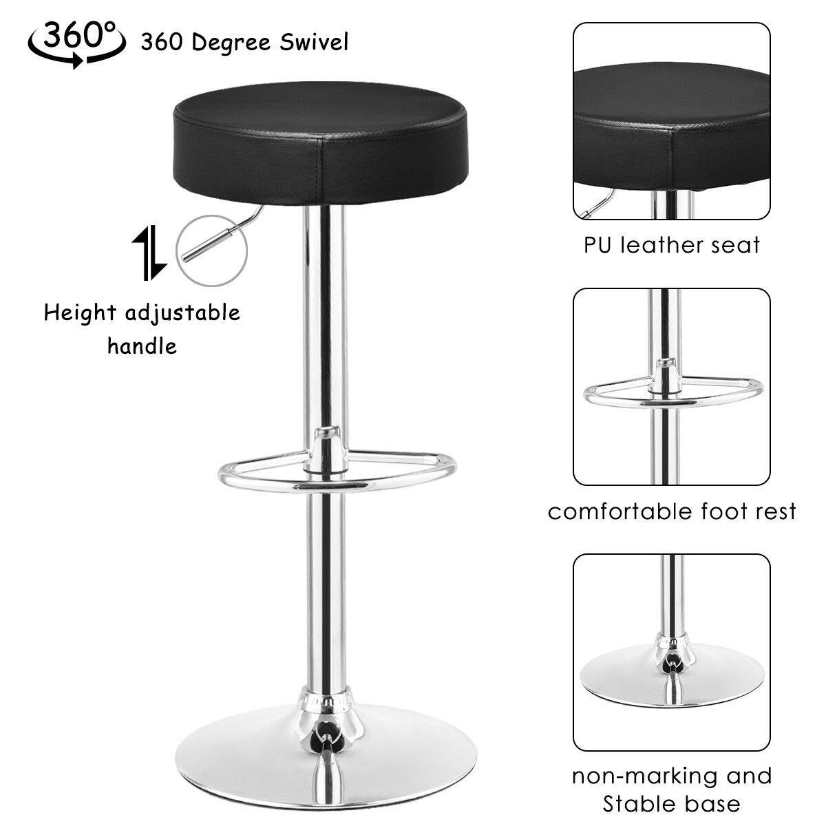 360 Degree Swivel, 1L Height Adjustable Handle, PU Leather Seat, Comfortable Foot Rest, Non-Marking and Stable Base.
