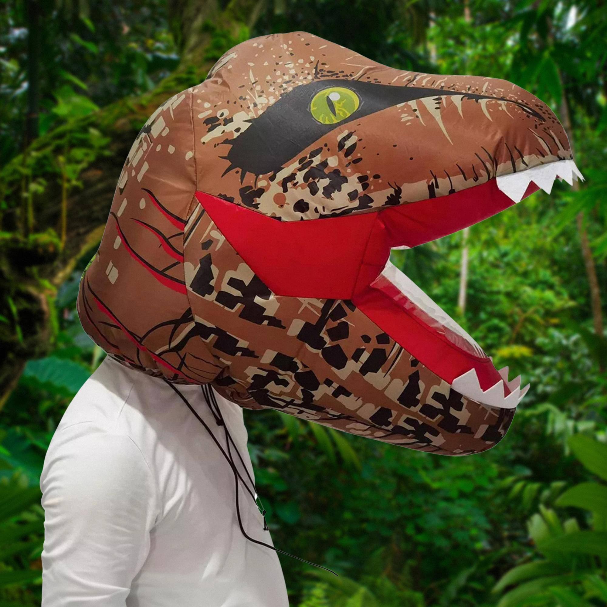 Alt View 10. Studio Halloween - Inflatable T-Rex Dinosaur Head Adult Costume - Brown.