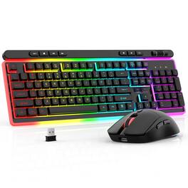 Pacoar Cade - Wireless And Mouse Combo Gaming Rechargeable Cool Rgb Backlight Full-size With Light Up 3200 Dpi For Pc Desk/laptop/mac - Default