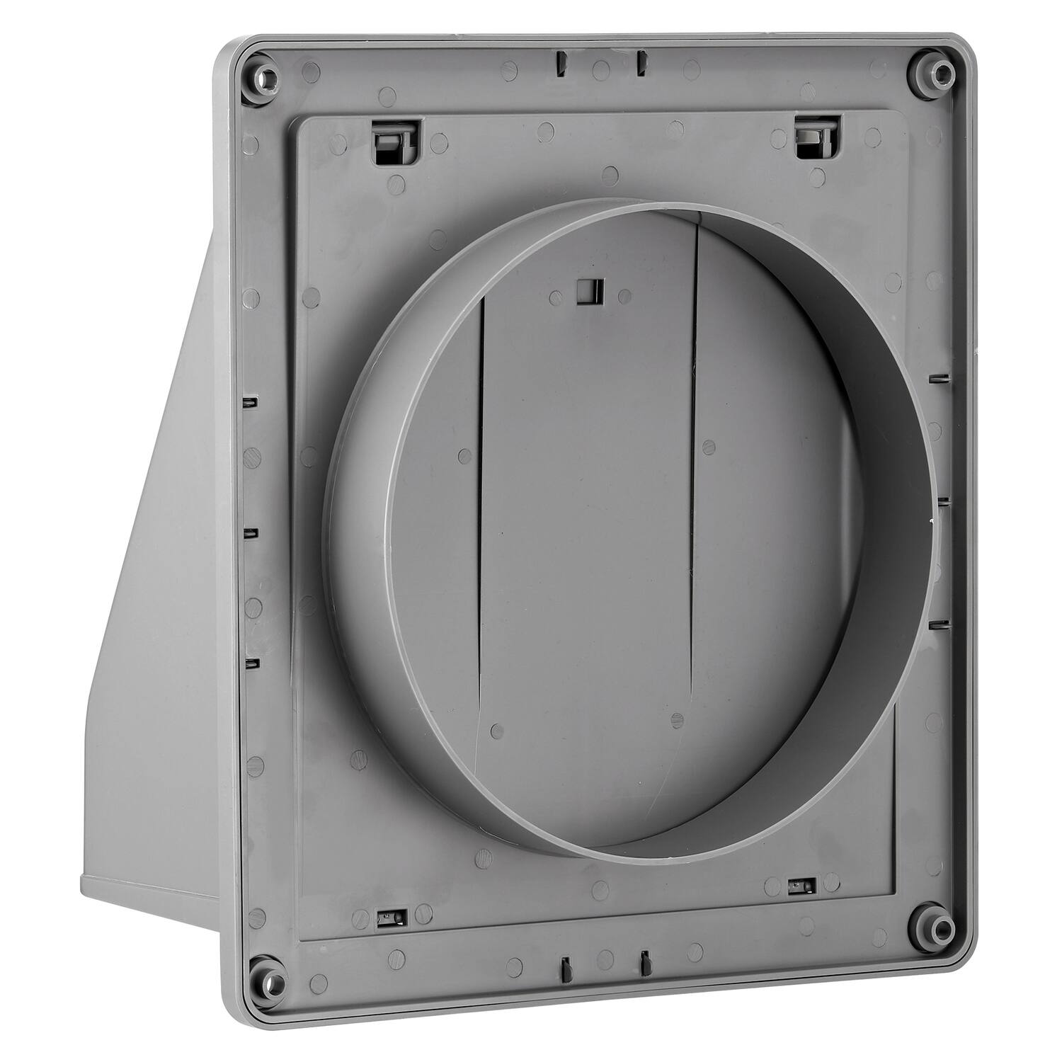 Left. Lambro - 8" Plastic Wall Exhaust or Air Intake Vent with Hinged Screen and Removable Damper, Model 389G.