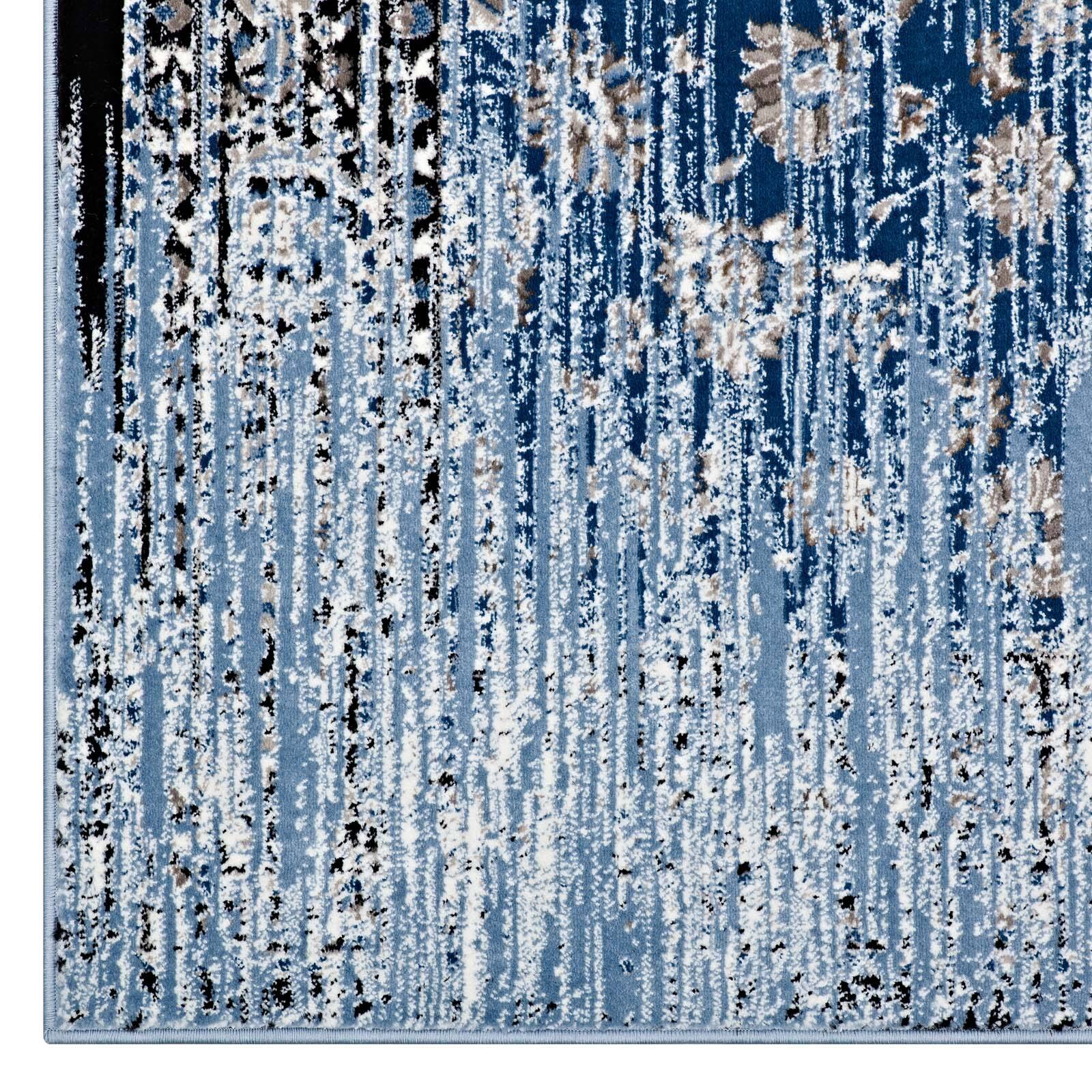 Alt View 1. Modway - Chiara Distressed Floral Lattice Contemporary Area Rug - Moroccan Blue.