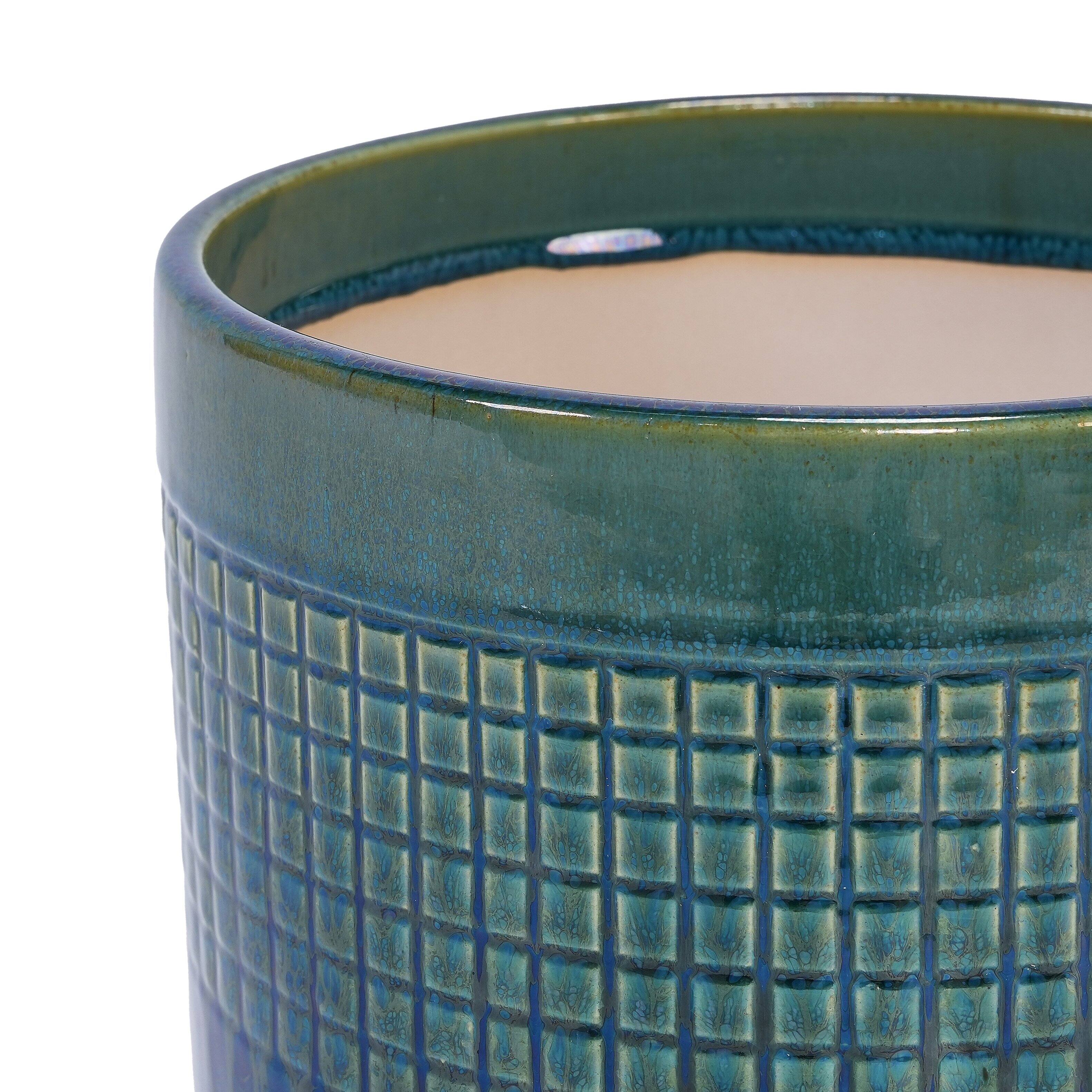 Alt View 9. Loheer - Loheer Ceramic Planter Set Handmade Green Glazed Clay Planters Set of 3 with Drainage Holes for Herbs Succulents.