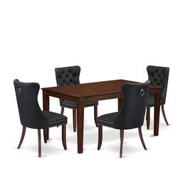 East West Furniture - 5 Piece Kitchen Table Set Consists of a Rectangle Dining Room Table - Red