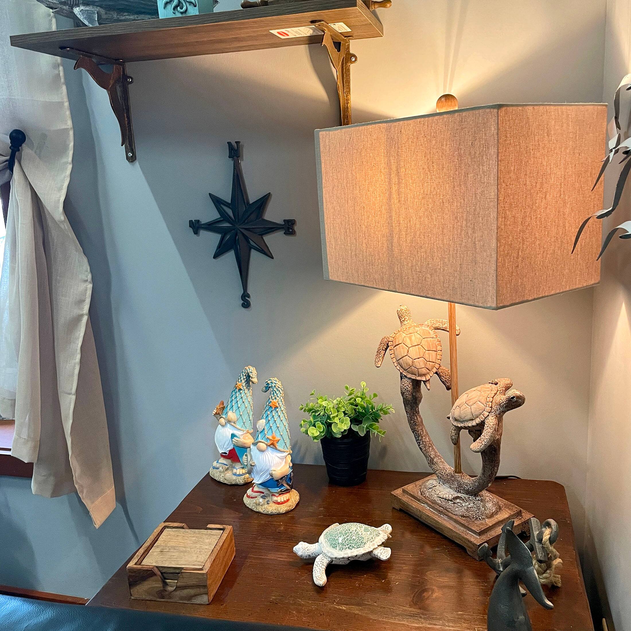 Alt View 5. Chesapeake Bay - Set of 2 Double Sea Turtle Table Lamps Coastal Nautical Resin 27.75" w/Shades - Brown.