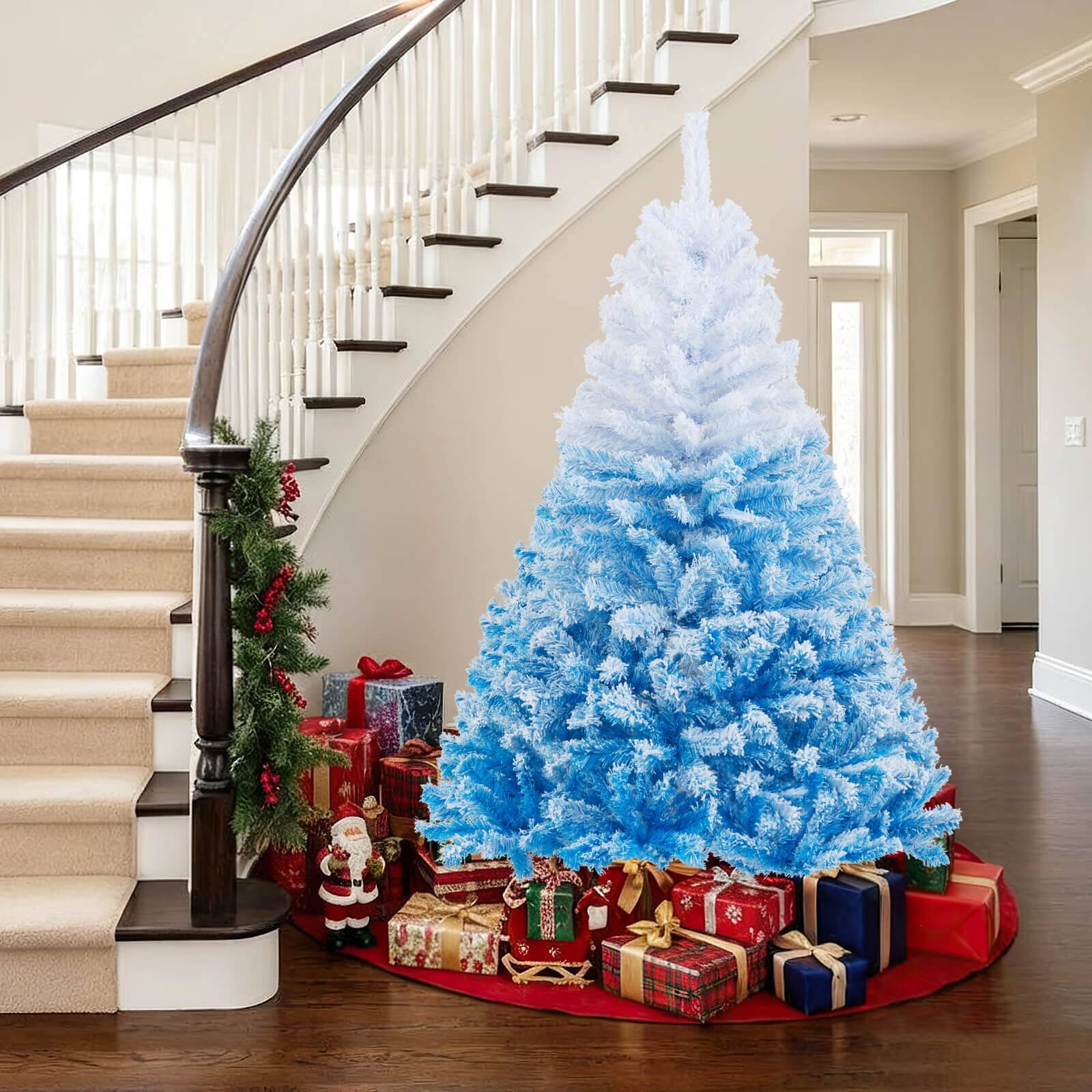 Alt View 5. Costway - Costway 6 FT Artificial Christmas Tree with 820 Branch Tips & Folding Metal Stand - Blue+White.