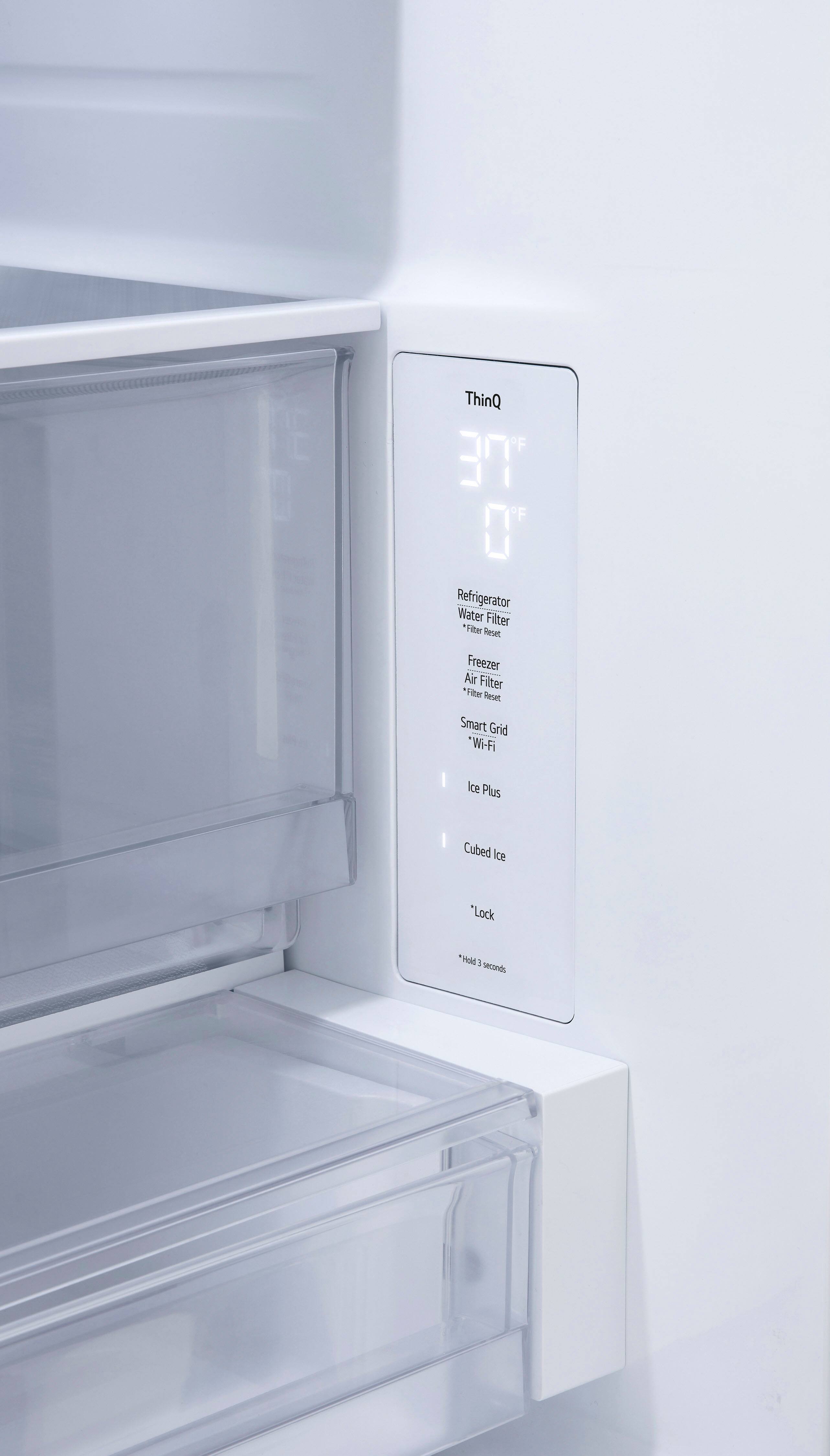 ThinQ F 3 F 0 Refrigerator Water Filter Viter Reset Freezer Air Filter *Filter Reset Smart Grid "Wi-Fi Ice Plus Cubed Ice "Lock *Yidd 30 seconds