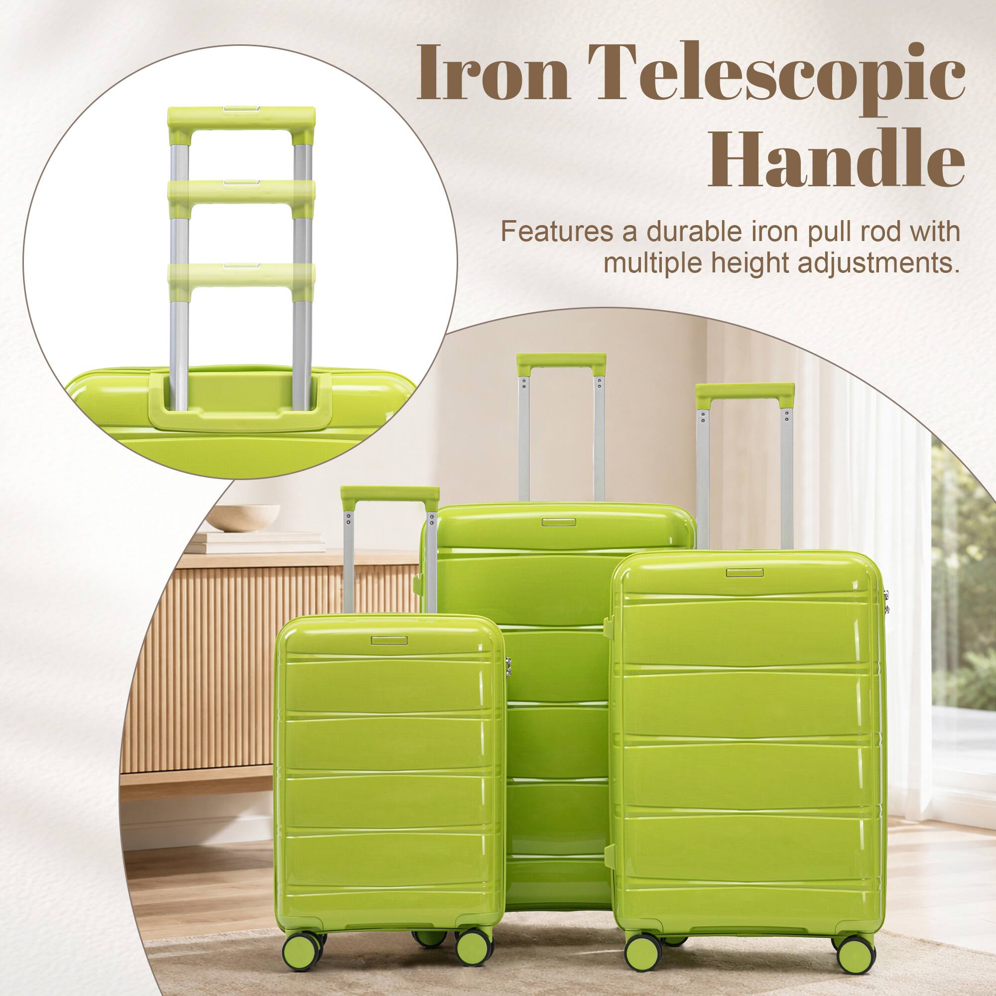 Iron Telescopic Handle  
Features a durable iron pull rod with multiple height adjustments.