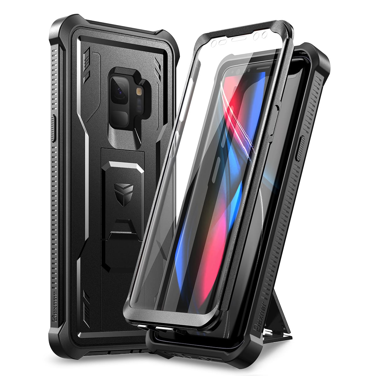 Dexnor - Case for Samsung Galaxy S9 Heavy Duty Military Grade Protection Shockproof Protective Cover - Black