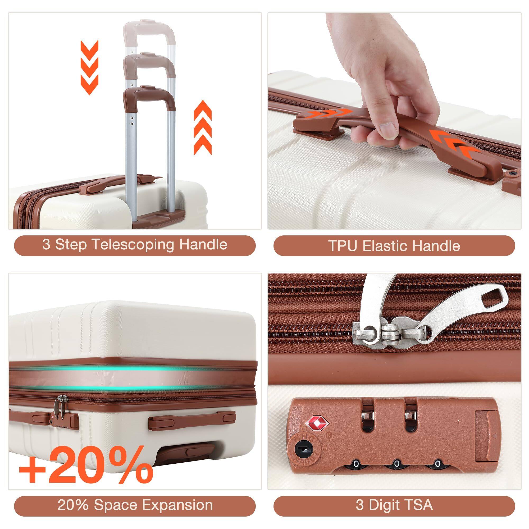 3 Step Telescoping Handle

TPU Elastic Handle

+20% Space Expansion

3 Digit TSA