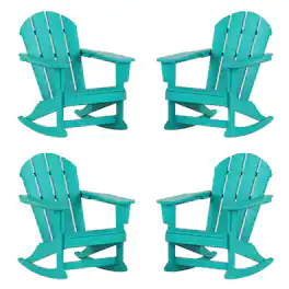WestinTrends - Malibu Outdoor Patio Porch Rocking Adirondack Chair (Set of 4) - Turquoise