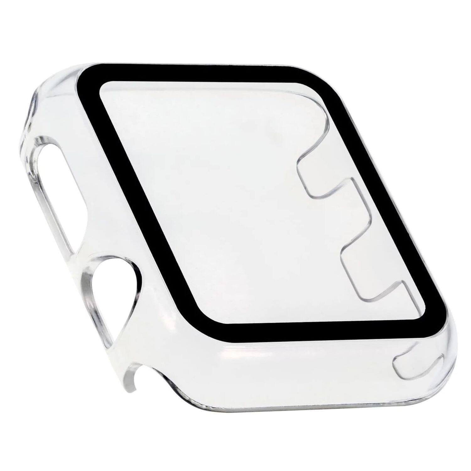 Back. Stock Preferred - 3 Pack Apple Watch 40mm Protective Cover with 9H Tempered Glass - Rose Gold, Pink, Clear.