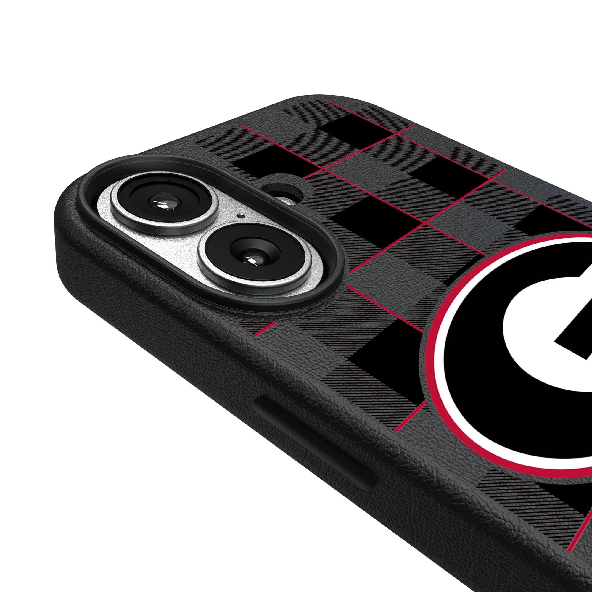 Alt View 2. Keyscaper - Georgia Bulldogs Plaid Magnetic Bump iPhone Case - 13 - Black.