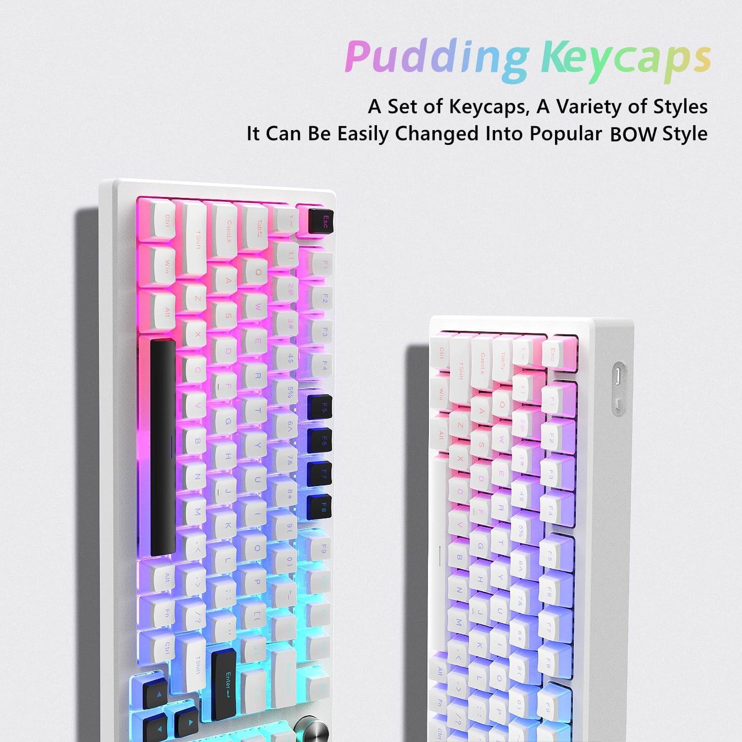 Pudding Keycaps  
A Set of Keycaps, A Variety of Styles  
It Can Be Easily Changed Into Popular BOW Style