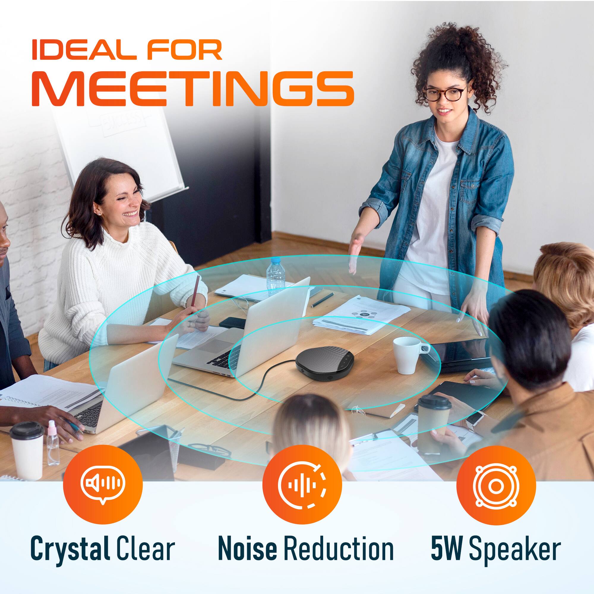 IDEAL FOR MEETINGS
Crystal Clear
Noise Reduction
5W Speaker