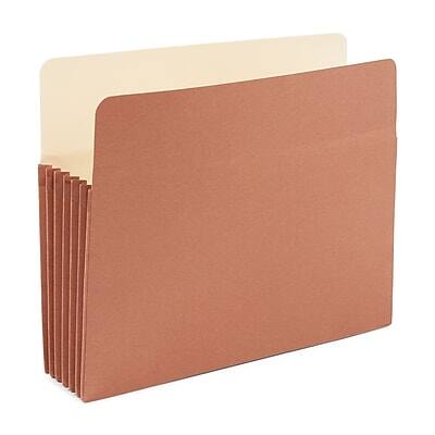 Front. Staples - Reinforced File Pocket, 5.25" Expansion, Letter Size, Brown, 10/Box - Brown.