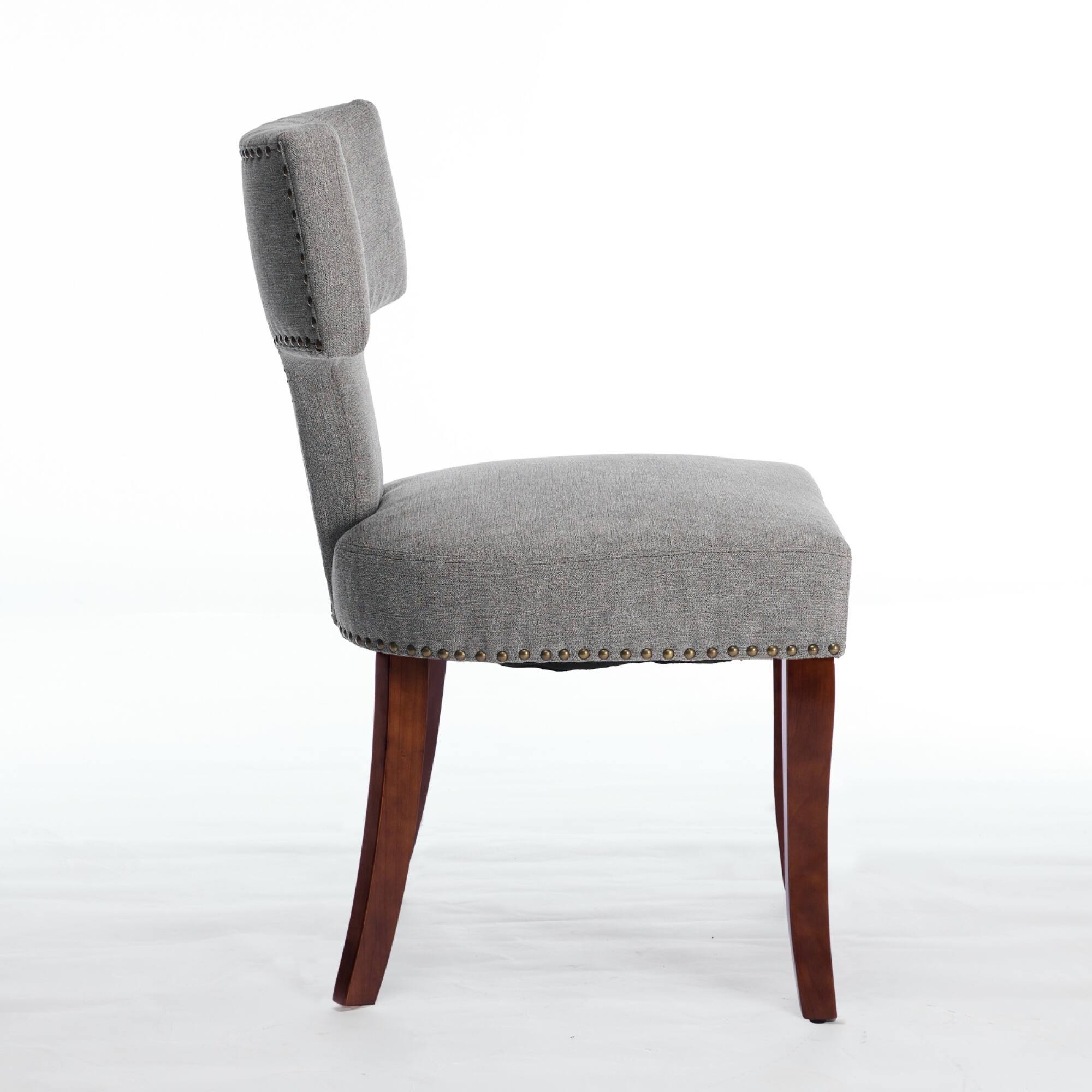 Alt View 1. GOODSILO - Modern Dining Chairs Set of Two with Curved Backrest and Upholstered Fabric Seating - Gray.