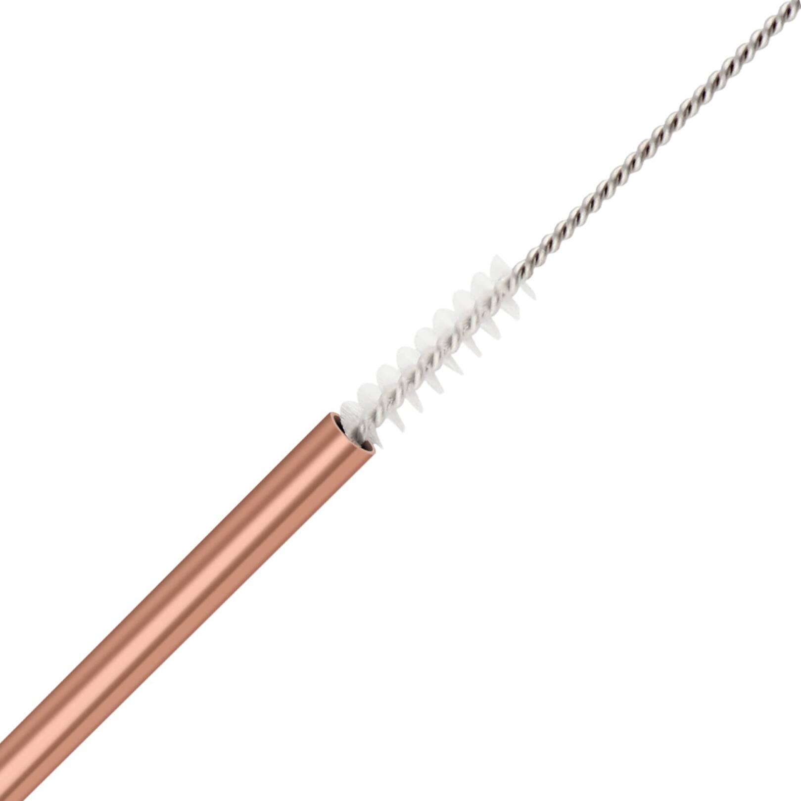 Back. Dazzed Corner - 4pcs Reusable Copper Straws 8.5" Bent Straws Set with Cleaning Brush - Copper.