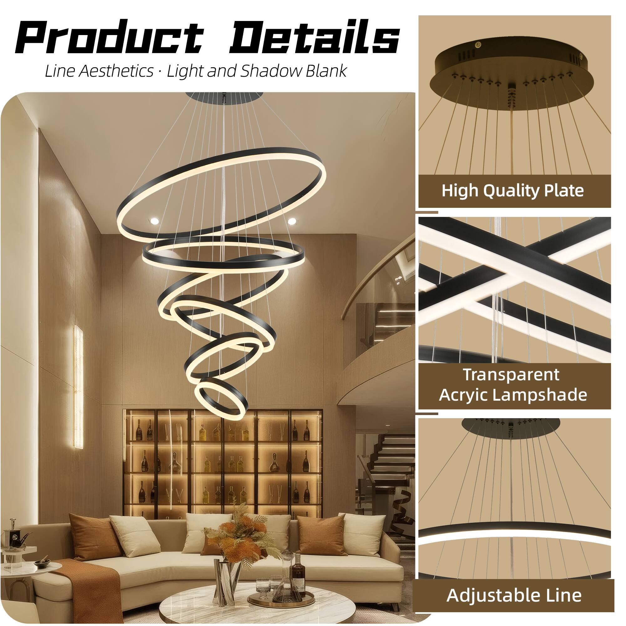 Product Details  
Line Aesthetics • Light and Shadow Blank  

- High Quality Plate  
- Transparent Acrylic Lampshade  
- Adjustable Line