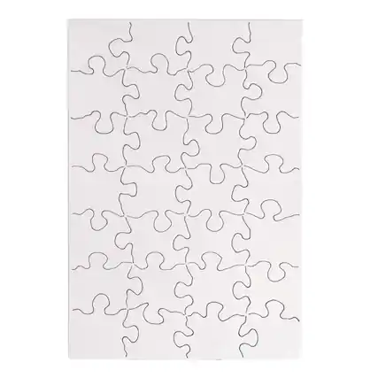 Front. Hygloss - Compoz-A-Puzzle®, 5 1/2" x 8" Rectangle, 28-Piece, Pack of 24 - White.