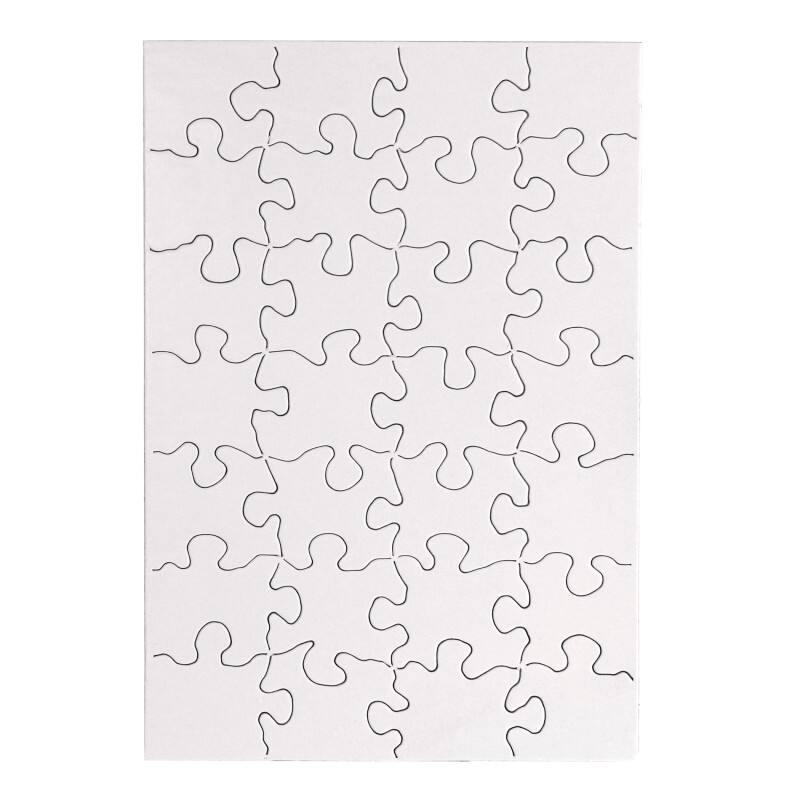 Front. Hygloss - Compoz-A-Puzzle®, 5 1/2" x 8" Rectangle, 28-Piece, Pack of 24 - White.
