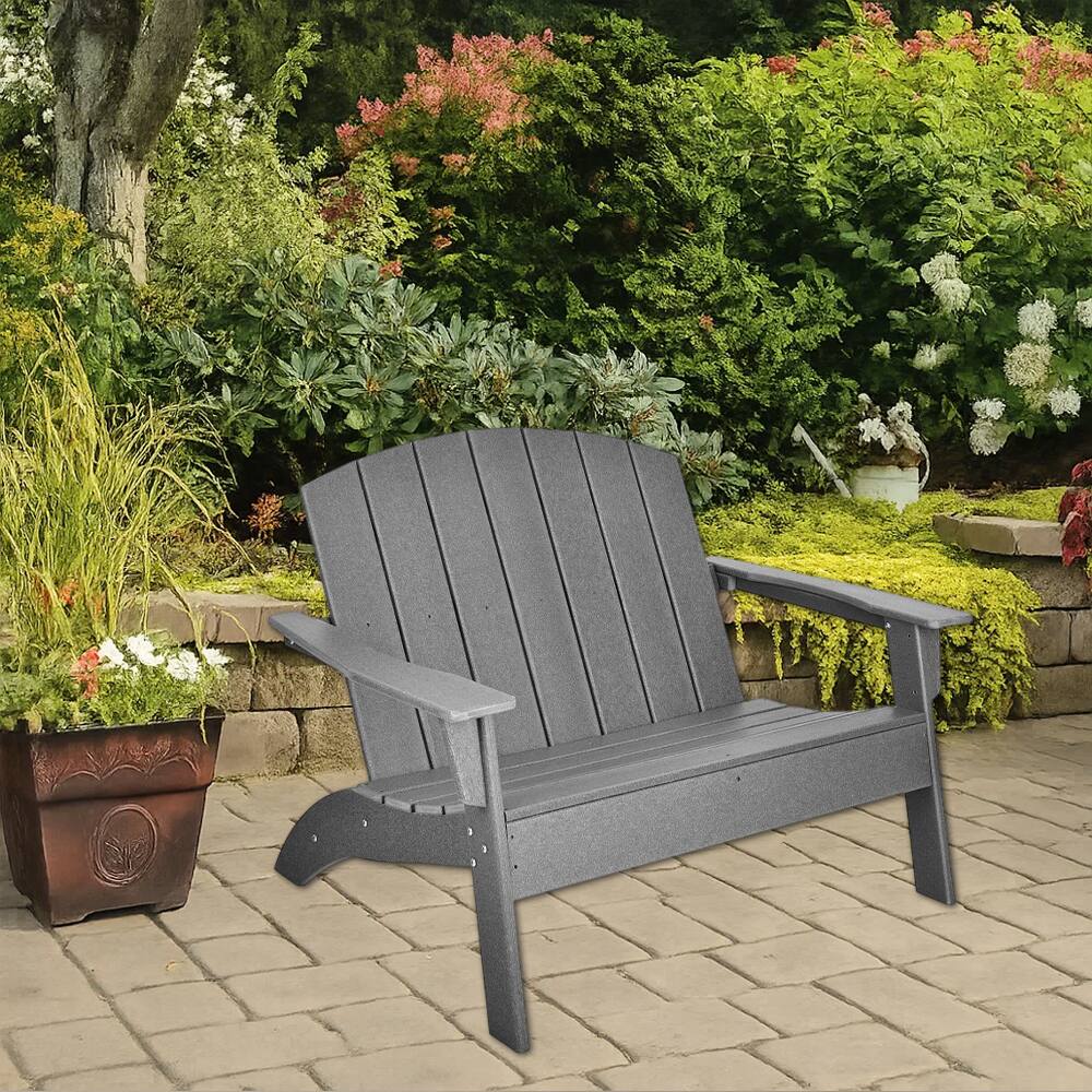 Front. Hivvago - HDPE Outdoor Adirondack Chair for Garden, Porch, and Backyard Use - Gray.
